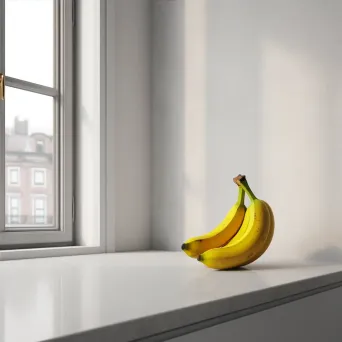 Yellow banana on minimalist kitchen counter - Image 4