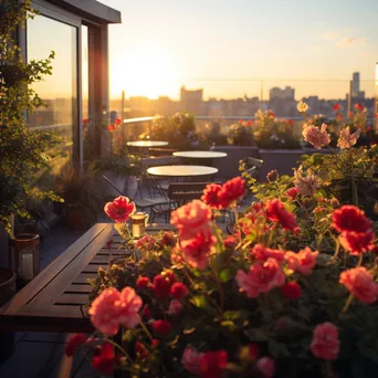 Cozy Rooftop Garden at Golden Hour