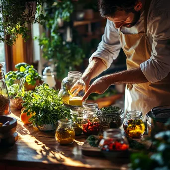 Artisan making flavored butter with herbs and spices in a bright kitchen setting - Image 2