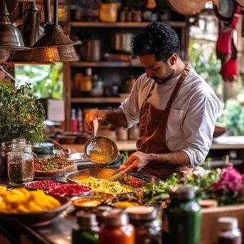 Artisan making flavored butter with herbs and spices in a bright kitchen setting - Image 4