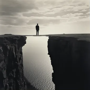 Image of a man observing the horizon from a cliff