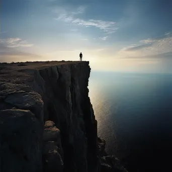 Image of a man observing the horizon from a cliff