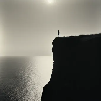 Image of a man observing the horizon from a cliff