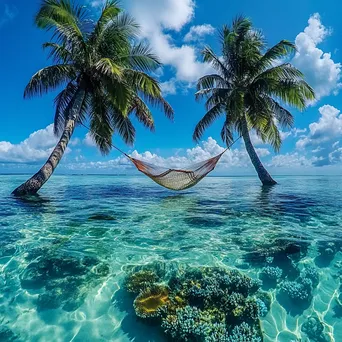 Hammock between palm trees on a tropical island - Image 1