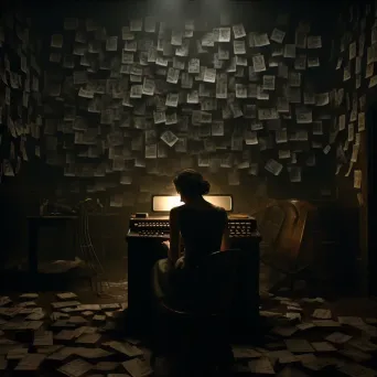 A tense scene depicting the deciphering of a secret coded message in chiaroscuro style - Image 3