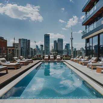 Rooftop pool with city skyline in the background - Image 1