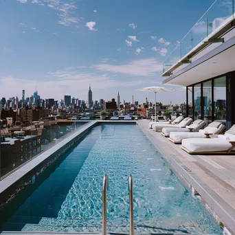 Rooftop pool with city skyline in the background - Image 4