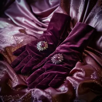 Suede Gloves with Jewel