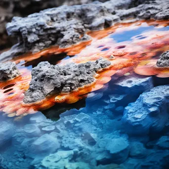 Close-up of colorful mineral deposits from a geothermal spring. - Image 3