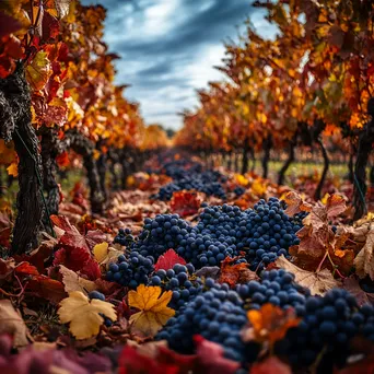 Grapes hanging in an autumn vineyard - Image 2