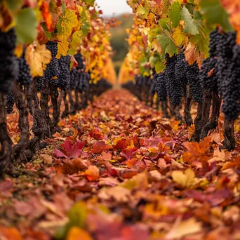 Grapes hanging in an autumn vineyard - Image 3