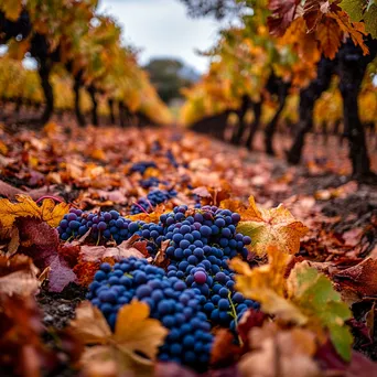 Grapes hanging in an autumn vineyard - Image 4