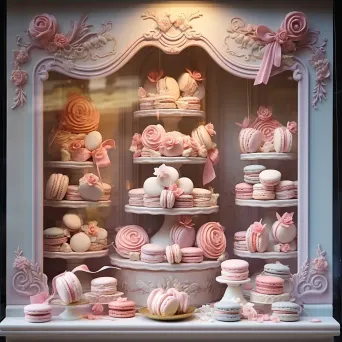 Pastel chalk drawing of a French patisserie window display - Image 4