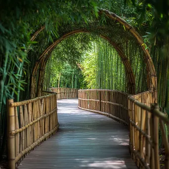 Bamboo bridge in a thriving bamboo forest - Image 4