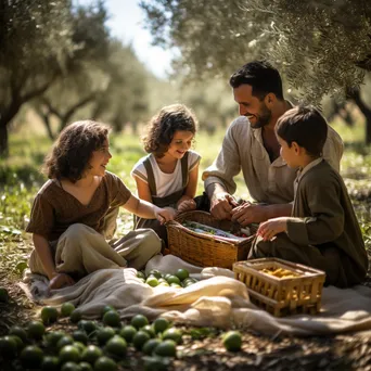 Family Picnic in Olive Grove