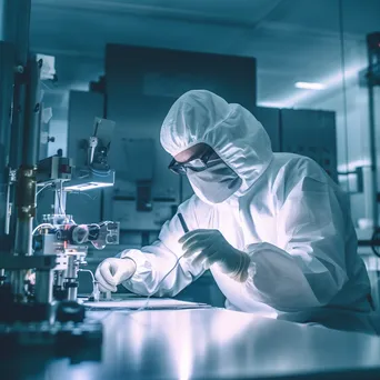 Researcher in protective gear preparing samples in a cleanroom. - Image 3