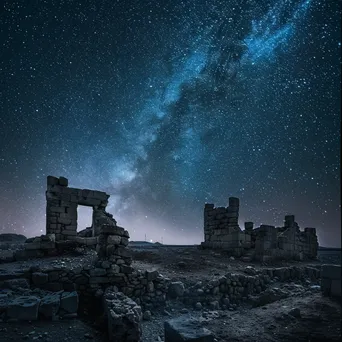 Ancient ruins viewed under a starry night sky - Image 3