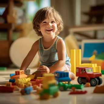 Child Playing with Building Blocks