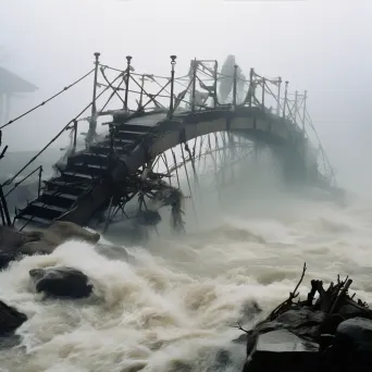 Bridge being built over a raging river, symbolizing overcoming obstacles - Image 3