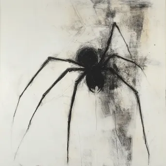 Charcoal depiction of a magnified view of spider