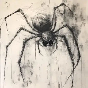 Charcoal depiction of a magnified view of spider