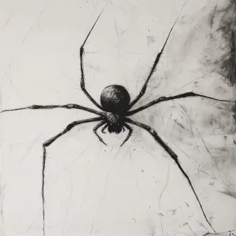 Charcoal depiction of a magnified view of spider