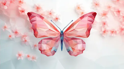 Geometric representation of a butterfly on a blossom in pastel colors - Image 4