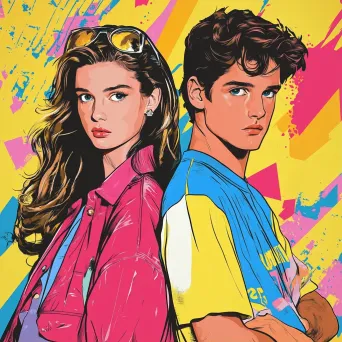 Pop art style depiction of a scene from a classic teen movie - Image 1