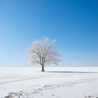 Isolated tree in a vast snowy field - Image 3