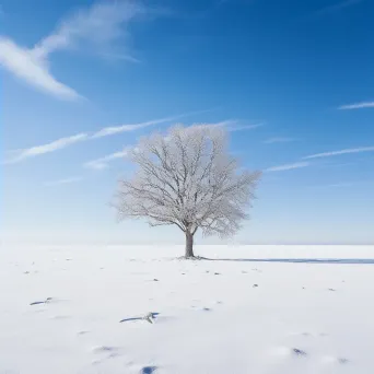 Isolated tree in a vast snowy field - Image 4