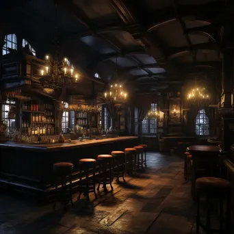 Chiaroscuro painting of an old-world English pub - Image 1