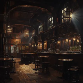 Chiaroscuro painting of an old-world English pub - Image 2