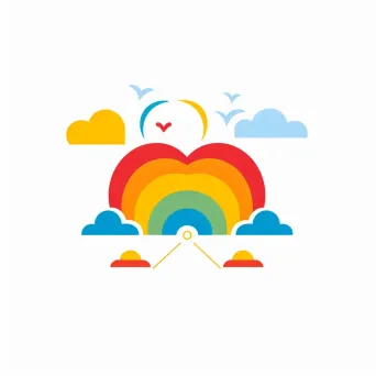 Playful and whimsical rainbow icon children