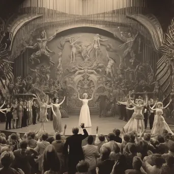 Cast performing a musical theater production number in dazzling costumes - Image 2