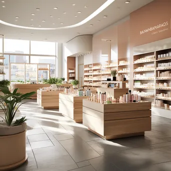 Interior of a luxury pharmacy with beauty brand displays - Image 3