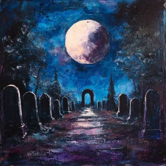 Lunar Eclipse Over Acrylic Graveyard