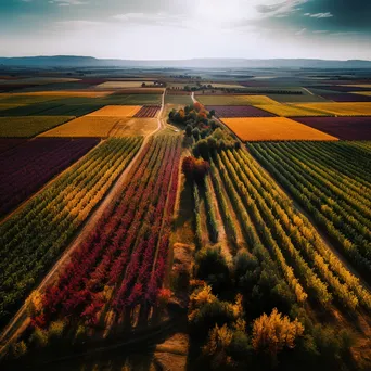 Aerial view of vineyards during harvest season - Image 2