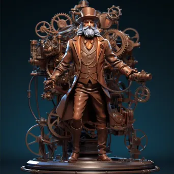 Low-poly steampunk inventor with detailed gear mechanisms - Image 2