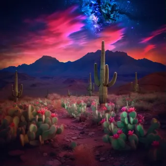 Vivid aurora borealis mountainous desert - Image 1