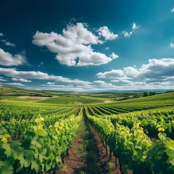 Vineyard Rows Under Scenic Sky