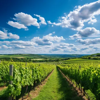 Expansive vineyard landscape with lush grapevines and blue sky. - Image 3