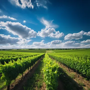 Expansive vineyard landscape with lush grapevines and blue sky. - Image 4