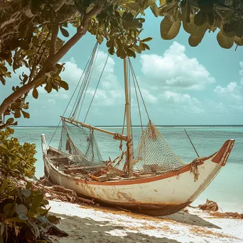 Pearl Diving Boat on the Beach