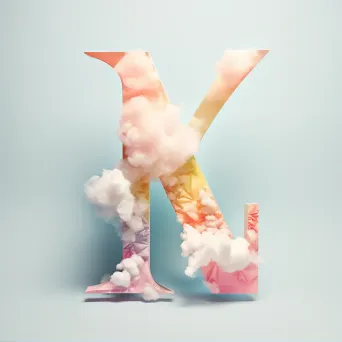 Cloud-shaped typography depicted in pastel-colored low poly style - Image 2