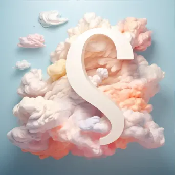 Cloud-shaped typography depicted in pastel-colored low poly style - Image 3