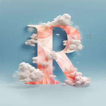 Cloud-shaped typography depicted in pastel-colored low poly style - Image 4