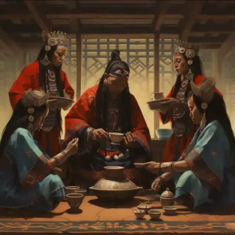 Image of Native American Indians participating in a traditional Chinese tea ceremony - Image 3