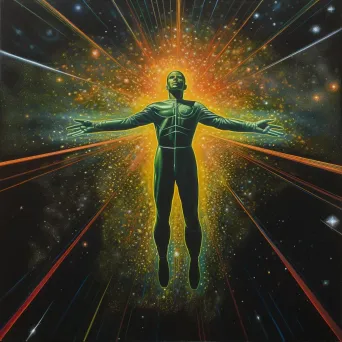 Figure Reaching Towards the Cosmos