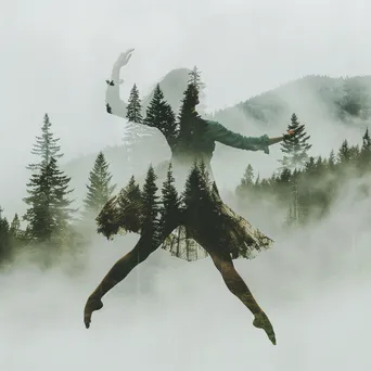 Double exposure of a dancer and a forest - Image 2