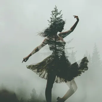 Double exposure of a dancer and a forest - Image 3